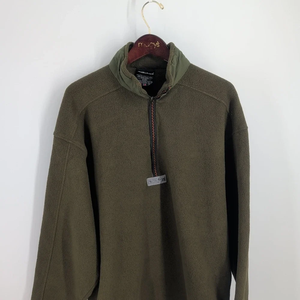 Vintage 90 Adidas Relaxed Fit Fleece 1/4 Zip Sweatshirt Earth Tone Green Size XL